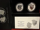 2023-S Reverse Proof $1 Morgan and Peace Silver Dollar 2pc Set Box ,OGP & COA