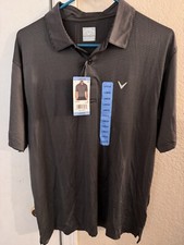Men's Callaway Opti-Dri Performance Golf Polo Shirt Size Large Caviar Stripe