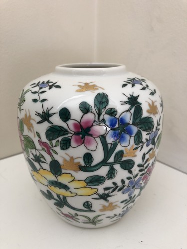 Vintage Andrea by Sadek Vase Made in Japan Jardiniere Flower Butterfly 5-1/2" - Picture 4 of 12
