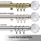 Crystal Extendable Metal Curtain Pole Poles 28mm Includes Finals Rings Fittings