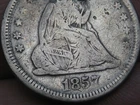 1857 P Silver Seated Liberty Quarter- Philadelphia, Fine Details