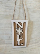 New "NOEL" Christmas Tree Ornament Glitter Winter Snowflake Farmhouse Rustic