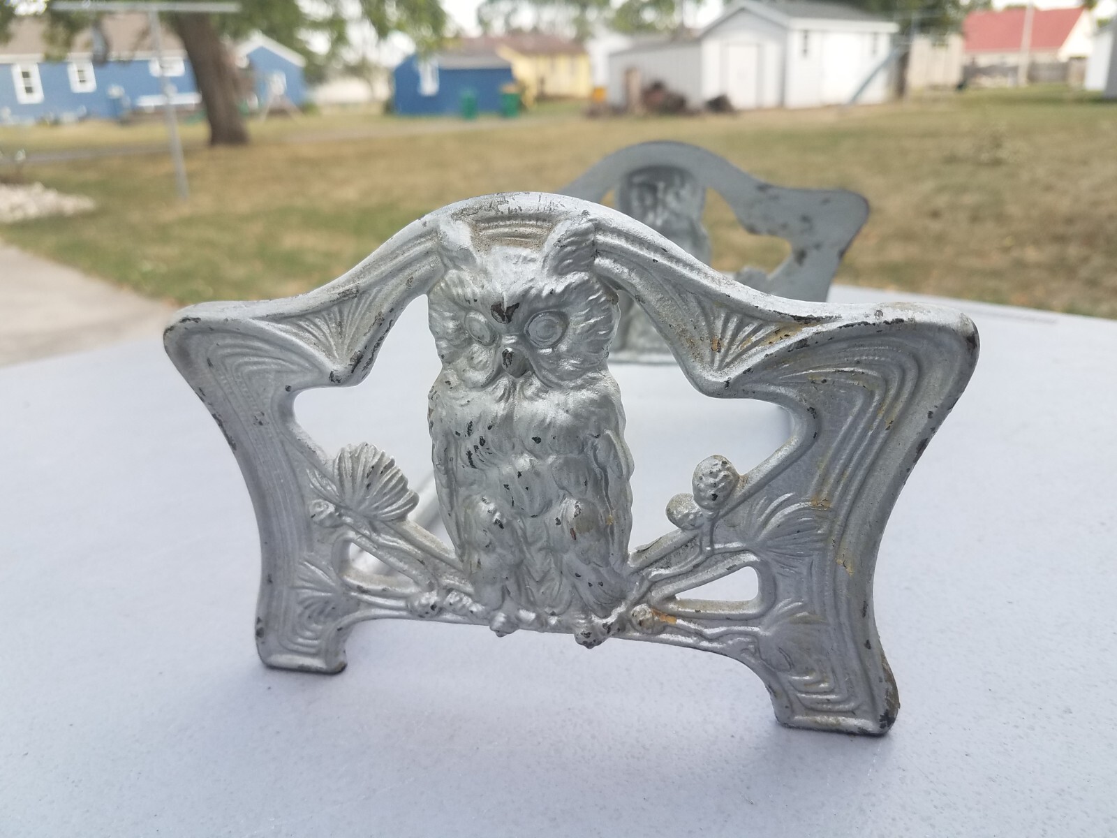 Vintage Brass Owl Book Slide Bookend 9776 Expands 8" to 14" MCM Unique