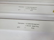 Lot of 2 -- 1U Metal Horizontal Cable Management Panel with 5 D-rings 1.75"x19"