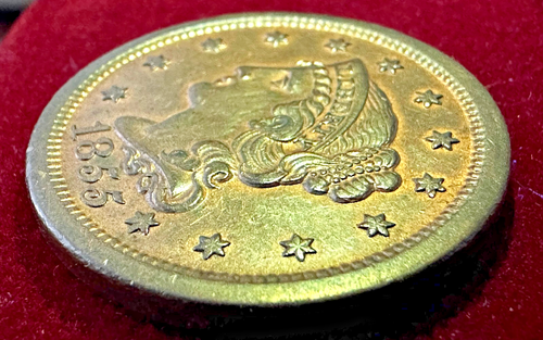1855 Braided Hair United States Large One Cent Slanted 55 Gem Uncirculated L@@K - Picture 4 of 5