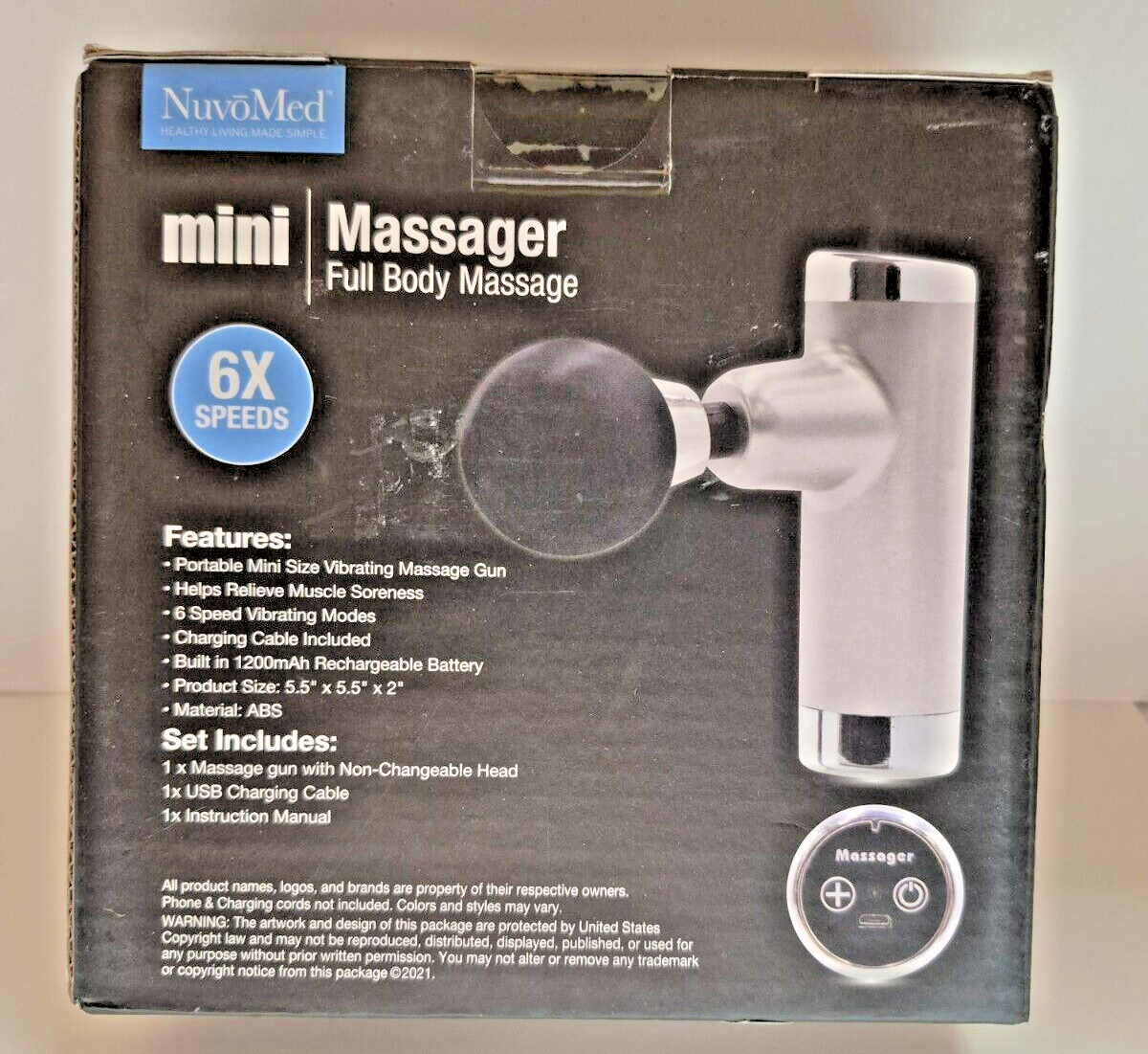 NuvoMed mini Massager Full Body Massage 6 Speed, Light, Sweat Proof,  Rechargable