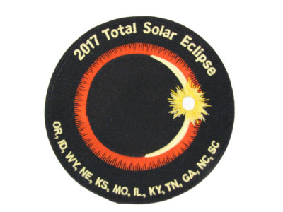 2017 Total Solar Eclipse 12 State Totality Sun Moon Space Vlcro Hook 4'' Patch