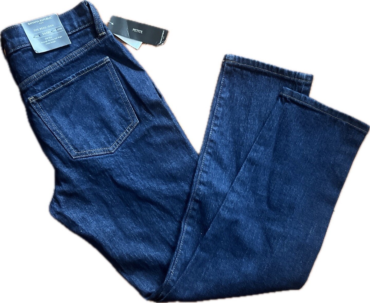 NEW Banana Republic The Beau Mid Rise Straight Ankle Jeans Size 24/00 Petite