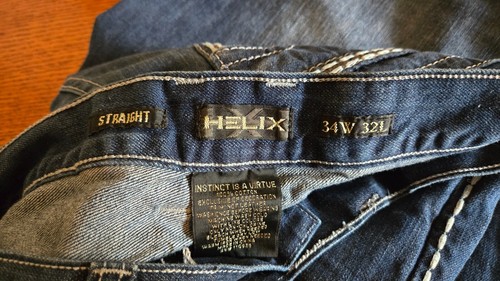 Helix Jeans Mens 34 x 32 Blue Denim Pants Straight Relaxed - Picture 6 of 9