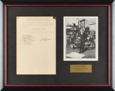 Autograph, Signature, Thomas Edison Primary Batteries, Photo, Framed, 1918, 21