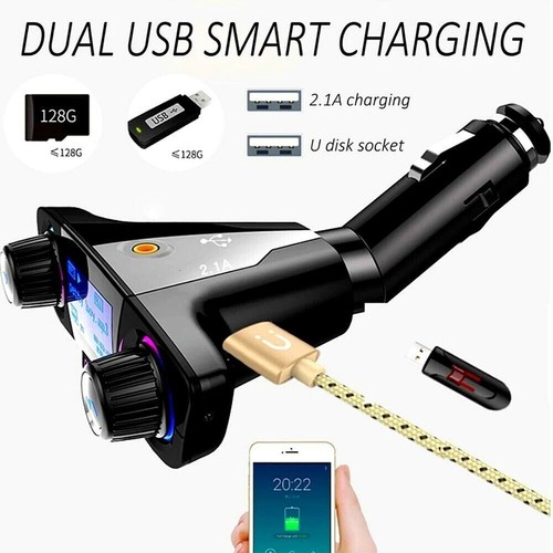 Car Bluetooth Transmitter FM MP3 Player Hands-free Radio Adapter Kit USB Charger - Picture 4 of 11