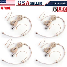 4x Headset Mic Headworn Microphone Mini XLR 4 Pin TA4F For Shure Wireless System