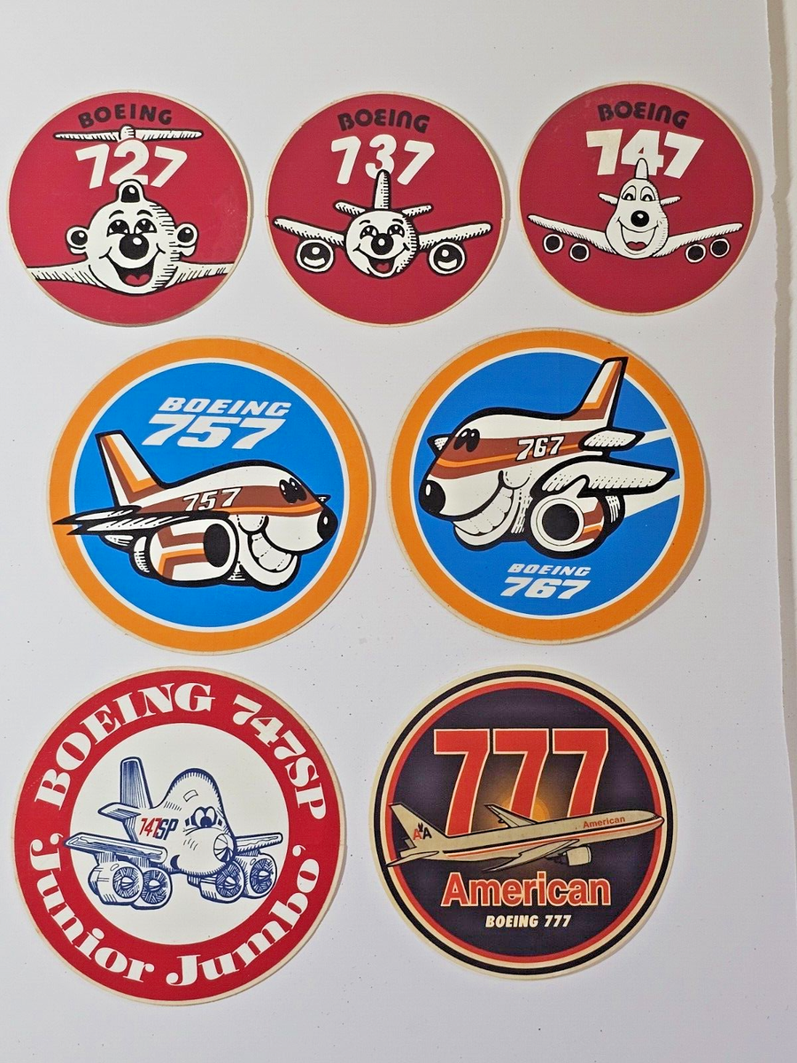 VINTAGE BOEING STICKERS SET OF 7 INCLUDING B727 B737 B747 B757