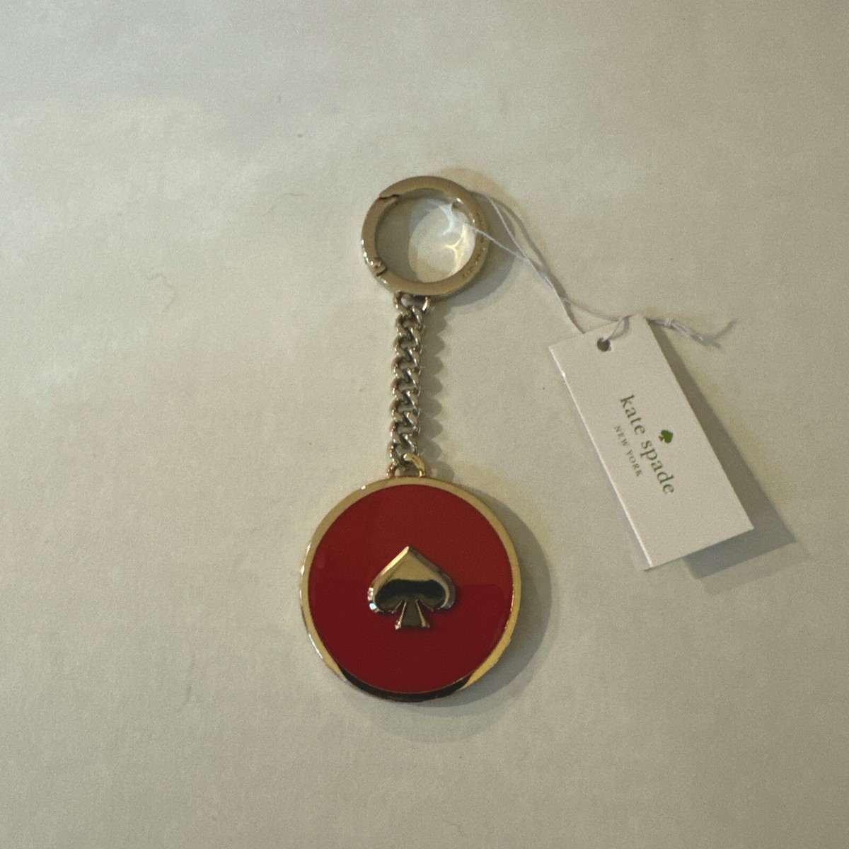 kate spade New York Enamel Spade Key Ring Fob Purse Charm in Red