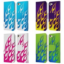 HEAD CASE DESIGNS FLAME DECALS LEATHER BOOK WALLET CASE FOR APPLE iPOD TOUCH MP3