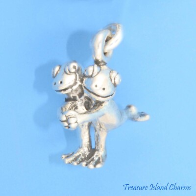 Frog Couple Dancing Tango 3D 925 Solid Sterling Silver Charm Dancer MADE IN USA