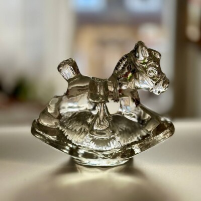 Vintage  Biedermann Rocking Horse  / Kerzenhalter Glas