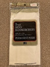 Vtg Men s Handkerchiefs 3 pack Paris Handkerchief Co Perm Press 16x16 NOS