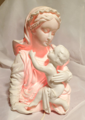 Lampe de nuit vintage en céramique Vierge et Enfant -- Fabriquée au Japon - Photo 1 sur 7