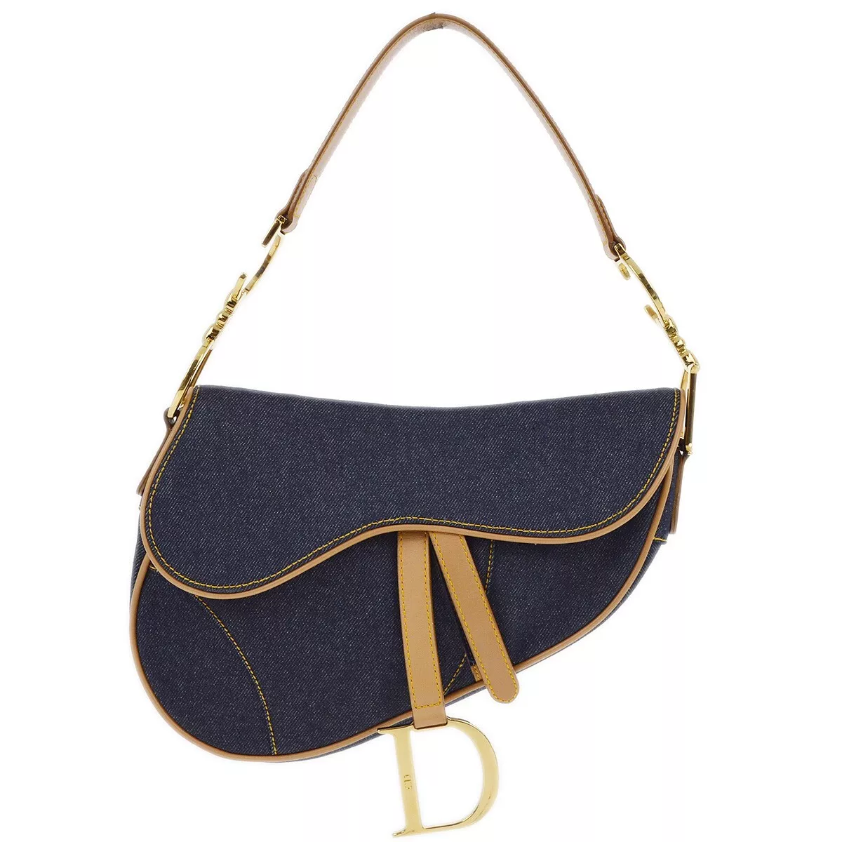 Sac à main selle en denim bleu Christian Dior BOA0121 163561