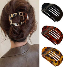 Leopard Matte Oval Hair Claw Clip for Women - Stylish Acrylic Hair Accessory