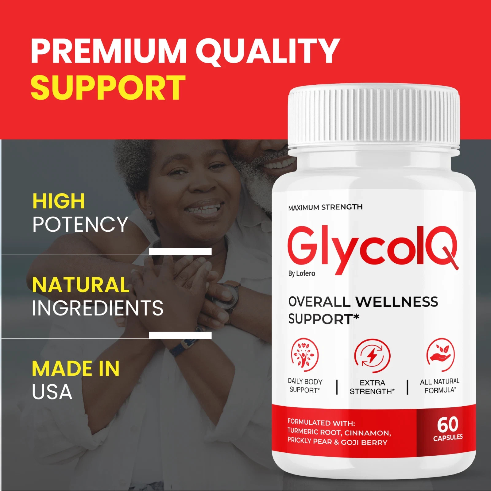 (1 Pack) Glyco IQ Advanced Blood Health Support Supplement GlycoIQ 60 Capsules