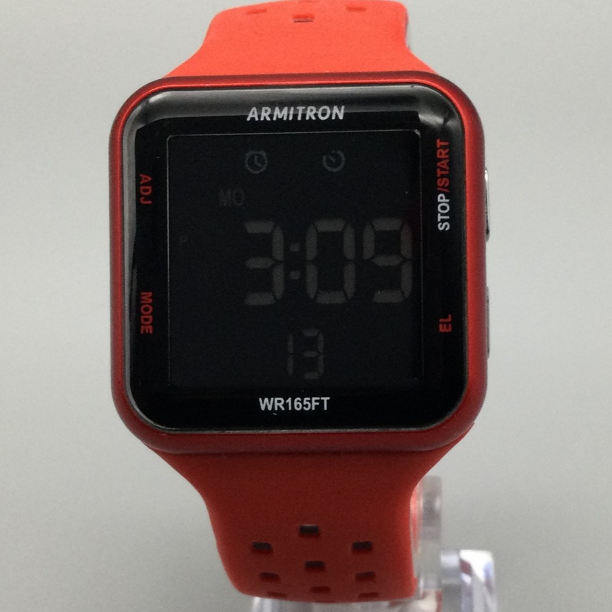 Armitron Pro Sport Watch Red Black Digital WR165FT 38mm Mens