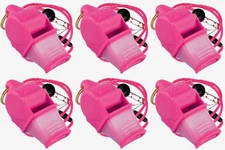 Fox 40 Sonik Blast CMG 3-Chamber Pealess Whistle + Lanyard, Pink (6-Pack)