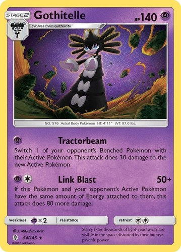 Gothitelle 54/145 Reverse Holo Rare Guardians Rising Pokemon Moderately Played