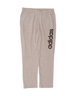 ADIDAS Womens Graphic Tracksuit Trousers UK 14 Large  Grey Cotton DF07