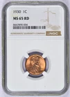 1930 LINCOLN CENT NGC MS65 RD CHOICE BU RED