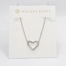 New Kendra Scott Ari Open Heart Silver Necklace