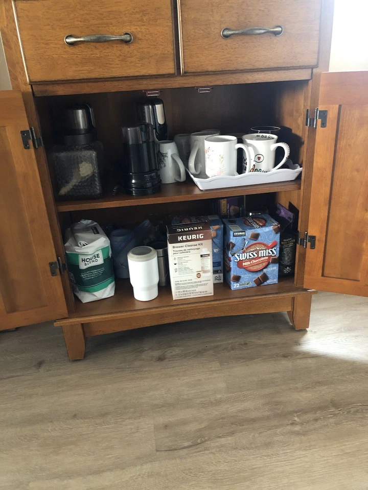 Tall, Narrow Coffee Bar, Sturdy/ Solid Wood With Stainless Steel Top - Image 3 of 4