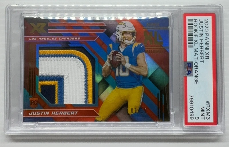 Justin Herbert Panini XR Rookie XL Materials #RXM3 Orange