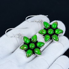 Orecchini In Turchese Verde Di Rame In Argento Sterlina 925 Per Donna