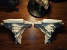 Vintage SCIOTO 2 Ceramic Angel Cherub Wall Sconce Shelf c.1990 Excellent