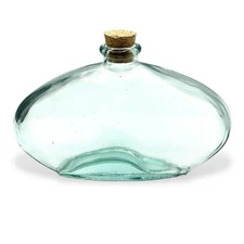 MCM Aqua Blue GLASS BOTTLE Original Cork Stopper 4.75” Sleek Fabulous Cool EUC