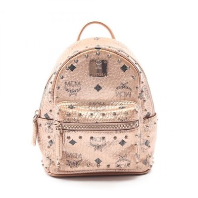 MCM Bebebo Mini Backpack Rucksack Tasche Leder Rosa Gold Gebraucht Damen