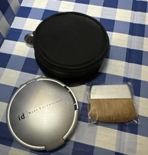 i.d. BARE ESCENTUALS Refillable Loose Powder Zippered Compact Mirror Brush NEW