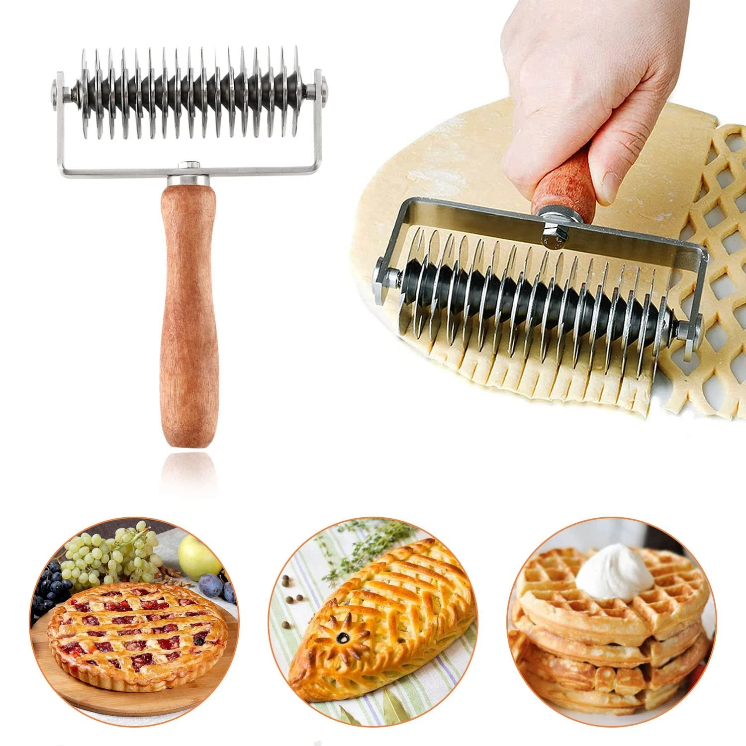 Stainless Steel Dough Lattice Top Cookie Pie Pizza Bread Pastry Crust Roller ...
Opens in a new wind