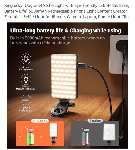 4.7 Inch LED High Power Rechargeable Clip Fill Video Conference Light - Picture 2 of 11
