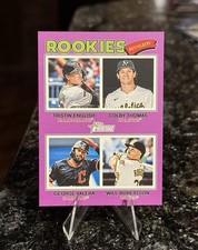 2026 Topps Heritage 379 ROOKIES Outfielders PURPLE Valera Thomas English PR:/580