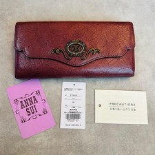ANNA SUI Long Wallet with Butterfly Clasp and Embossed Flower Pattern Y2K 