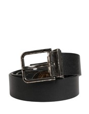 Dolce&Gabbana Men Black Dress Belt 100% Leather Metal Buckle Strap Size 90cm 36"