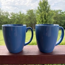 Corelle Stoneware Blue Coffee Mug Set Solid C...