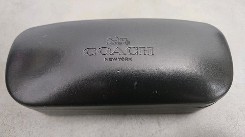 Coach New York Eye Glass Case Black Hard Leather Clamshell Eyeglass Sun Glasses - Picture 1 of 5