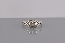Sterling Silver Joined Puffy Hearts Twisted Openwork Band Ring 925 Sz: 7