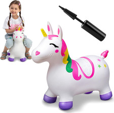 Inflatable Bouncy Unicorn Hopper Ride-On Toy for Toddlers Kids 3 Indoor Outdoor
