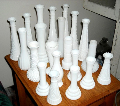 White Milk Glass Milkglass Bud Flower 1 to 10 Vases a Lot Styles Sizes Wedding