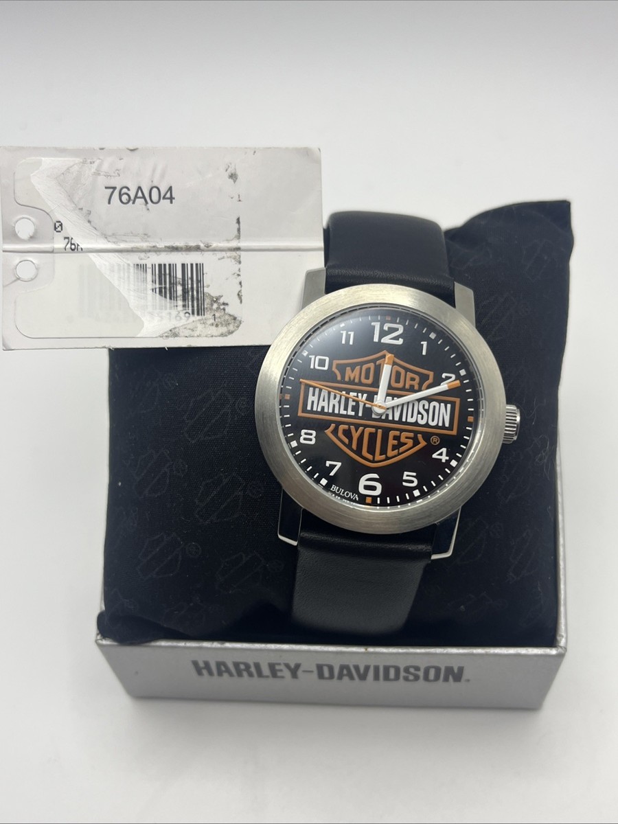 Bulova Harley-Davidson 37mm Silver Stainless Steel Case with Black
